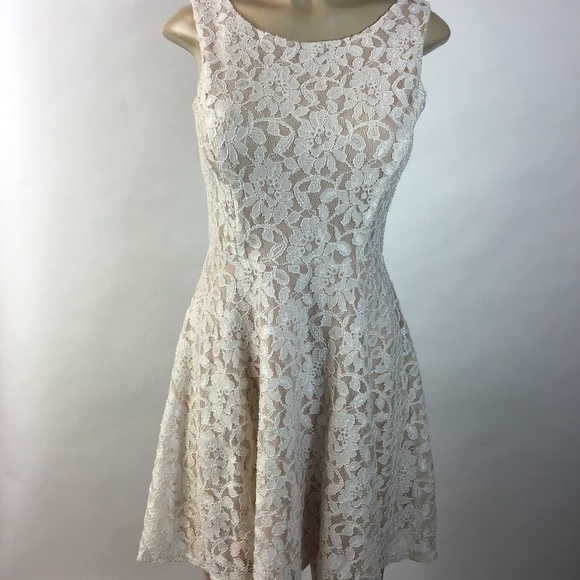 Speechless Dresses & Skirts - speechless Cream Nude Lace Skater Dress Size Med